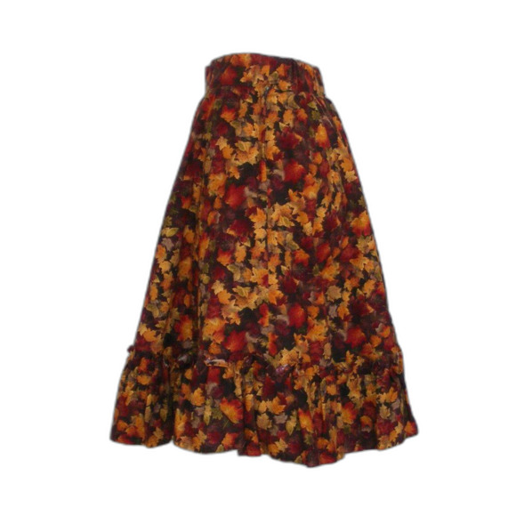 Leaf Skirt, L, A-Line, Ruffle Hem, HANDMADE, Elastic waist back, Knee length - Picture 6 of 10